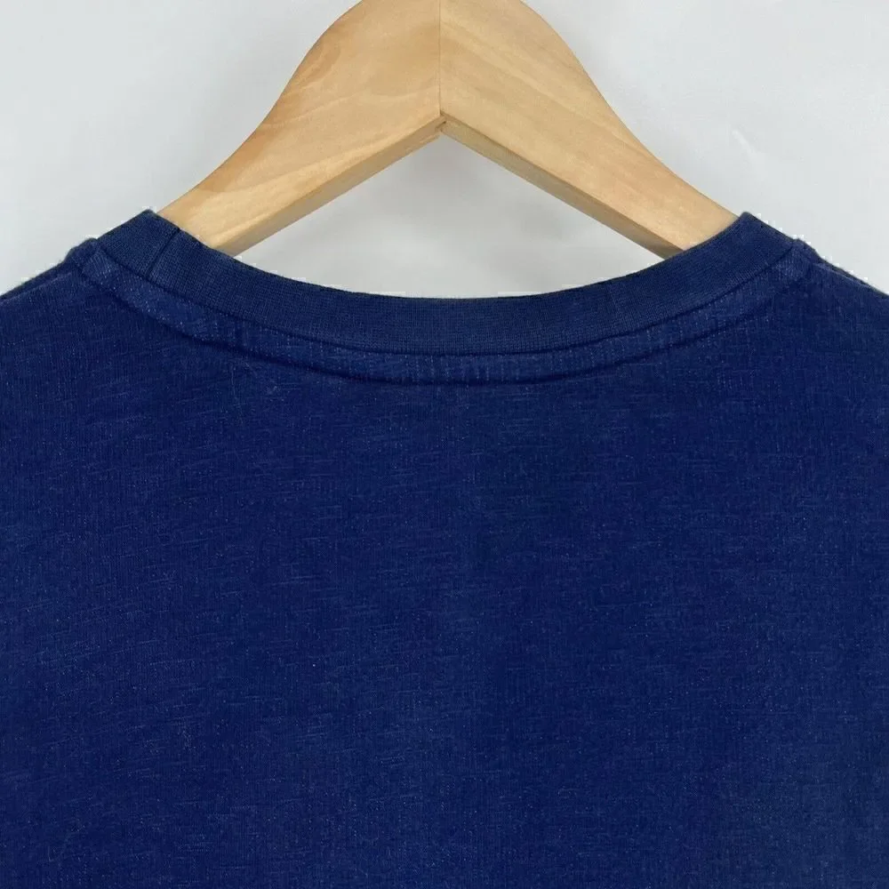 Kate Spade Sweater Size Medium Navy Mixed Media Floral Top Cotton Stretch Shirt